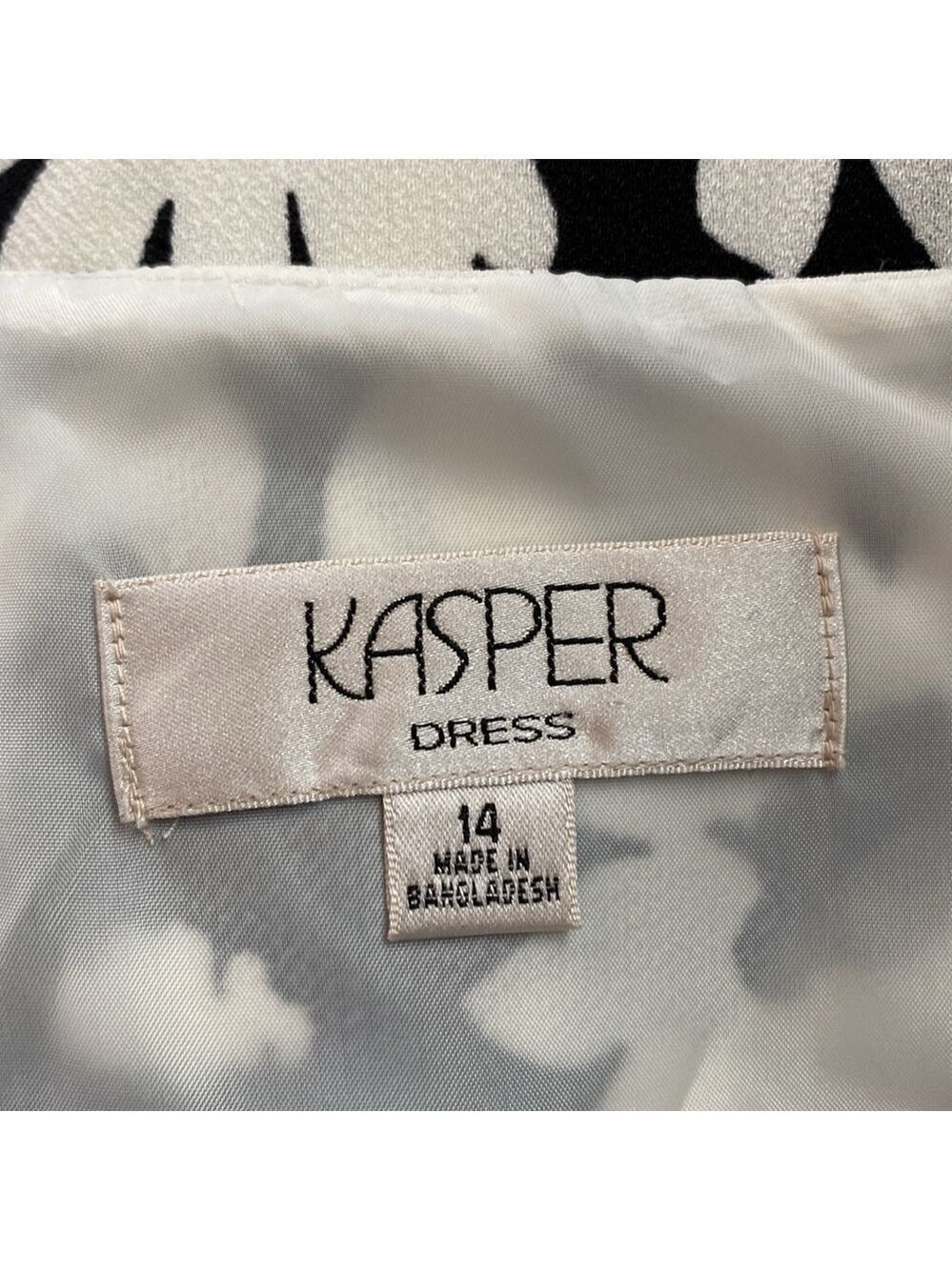 Kasper Sleeveless Black & White Floral Print A-line Dress, Size 14 - Picture 12 of 14